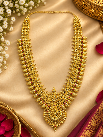 Anti-Tarnish Three-Line Traditional Long Necklace
