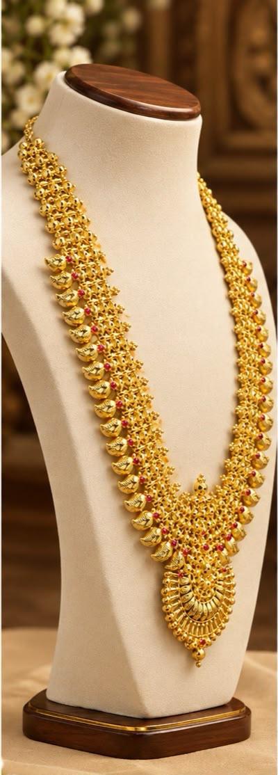 Anti-Tarnish Three-Line Traditional Long Necklace